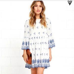 With a Whisper Blue and Ivory Embroidered Dress